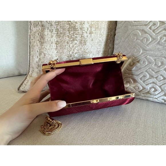 Cross Front Evening Clutch Bag, Wedding Clutch, Prom Clutch, Tassel Clutch Bag - Picture 6 of 7